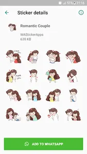 Romantic Couple Stickers - WAS screenshot 1