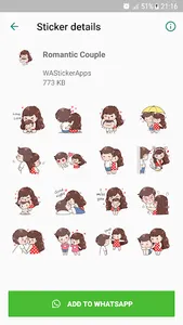 Romantic Couple Stickers - WAS screenshot 2