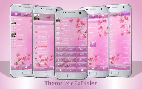 Dialer Theme Pink Flower Glass screenshot 0