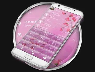 Dialer Theme Pink Flower Glass screenshot 6