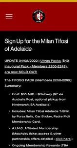 Milan Tifosi Adelaide screenshot 2