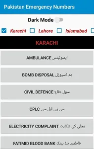 Pakistan Emergency Numbers screenshot 1