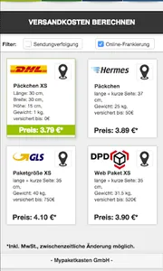 Versandpreis screenshot 1