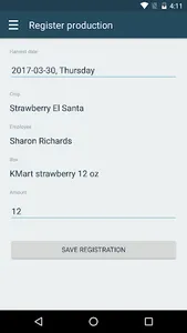 Production Registration screenshot 1