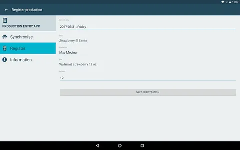 Production Registration screenshot 5
