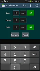 EZ Time Calculator screenshot 1