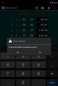 Swim Splitter Split Calculator screenshot 14