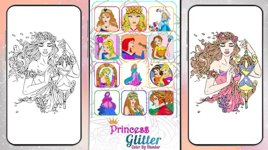 Princess Glitter Color by No. screenshot 0