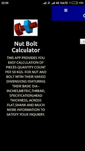 Nut Bolt Calculator screenshot 1