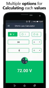 Ohms Law Calculator - Valt/Amp screenshot 2