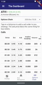 Options Dashboard screenshot 0