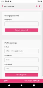 ORY Profile App screenshot 0
