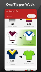 AFL & NRL Tipping - One Pick screenshot 1