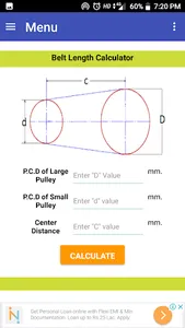 Belt length Calculator screenshot 1