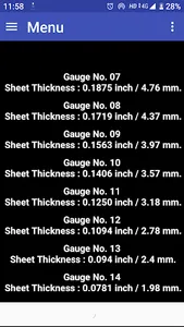 Sheet Metal Gauge Thickness screenshot 1