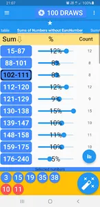 Eurojackpot results statistics screenshot 3