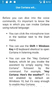 Voice Commands for Cortana screenshot 1