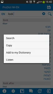 Hebrew - English dictionary screenshot 2