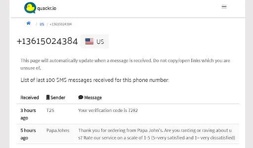 Receive SMS Online | quackr screenshot 3