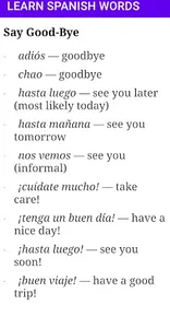 Learn Spanish Words screenshot 1