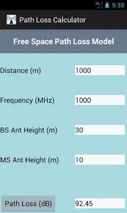 Path Loss Calculator screenshot 1