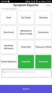Symptom Reporter screenshot 2