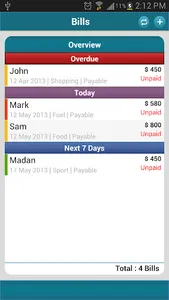 Bills - Expense Monitor Remind screenshot 2