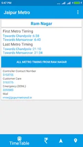 Jaipur Metro Timetable screenshot 1
