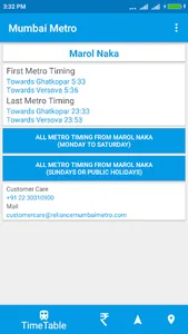 Mumbai Metro Timetable screenshot 1
