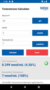 SHBG/Testo Calculator screenshot 1