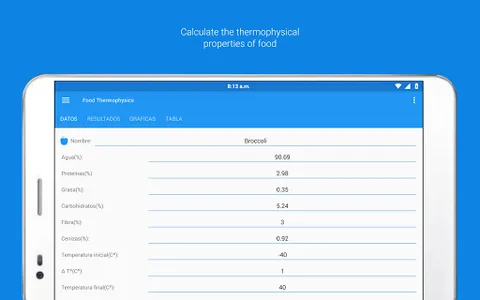 Thermophysical properties food screenshot 7