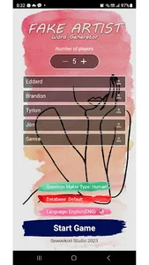 Fake Artist Topic Generator screenshot 0