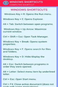 Computer Shortcuts Key screenshot 3