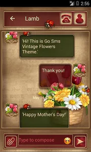GOSMS PRO THEME VINTAGE FLOWER screenshot 0