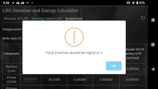LNG Densities and Energy Calcu screenshot 1
