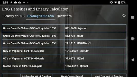 LNG Densities and Energy Calcu screenshot 2