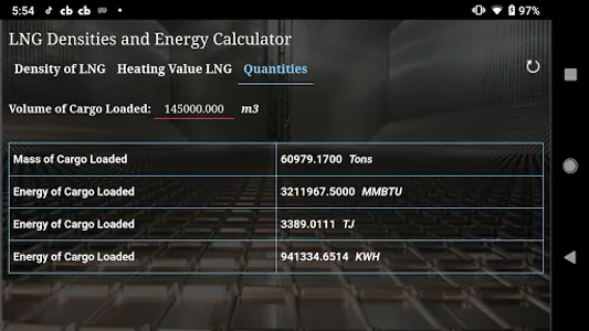 LNG Densities and Energy Calcu screenshot 3