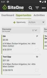 SiteOne CRM screenshot 2