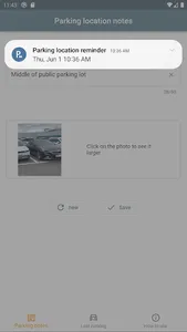 Reminder parked car location screenshot 1