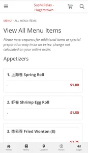 Sushi Palax - Hagerstown Order screenshot 1