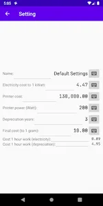 3D print FDM cost Calculator screenshot 7