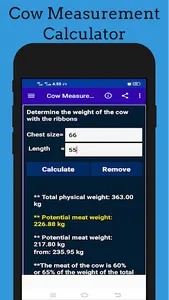 Cow Measurement Calculator screenshot 2
