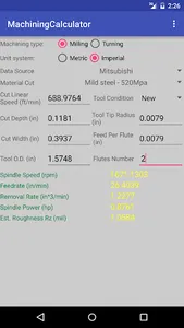 Machining Calculator screenshot 1