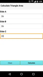 Triangle area calculator screenshot 2