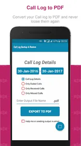 Call Log PDF Backup & Restore screenshot 1