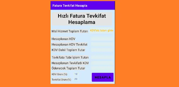 KDV Fatura Tevkifat Hesapla screenshot 2