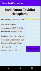 KDV Fatura Tevkifat Hesapla screenshot 3