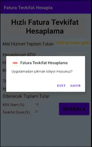KDV Fatura Tevkifat Hesapla screenshot 4