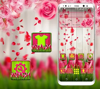 Pink Tulip Rose Launcher Theme screenshot 0