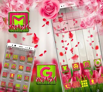 Pink Tulip Rose Launcher Theme screenshot 1